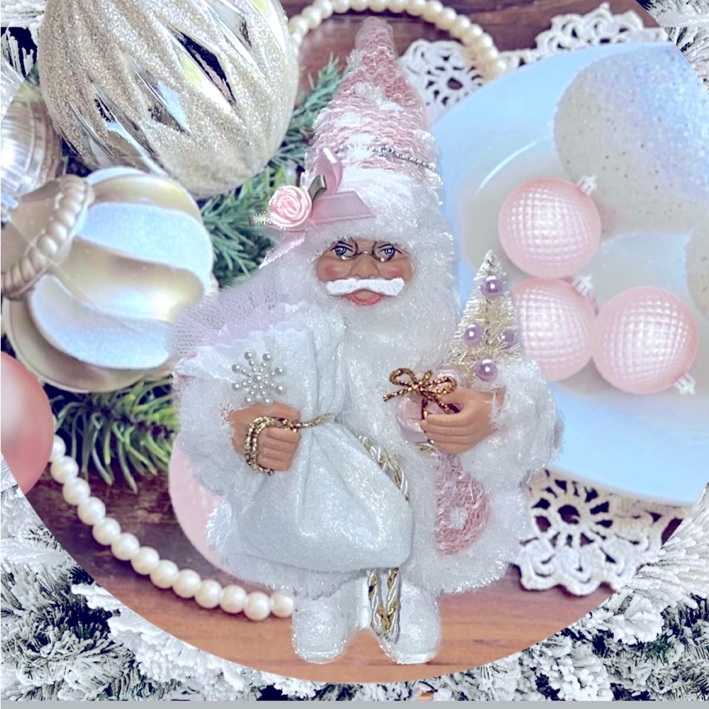 Pink Santa Claus Christmas Ornament